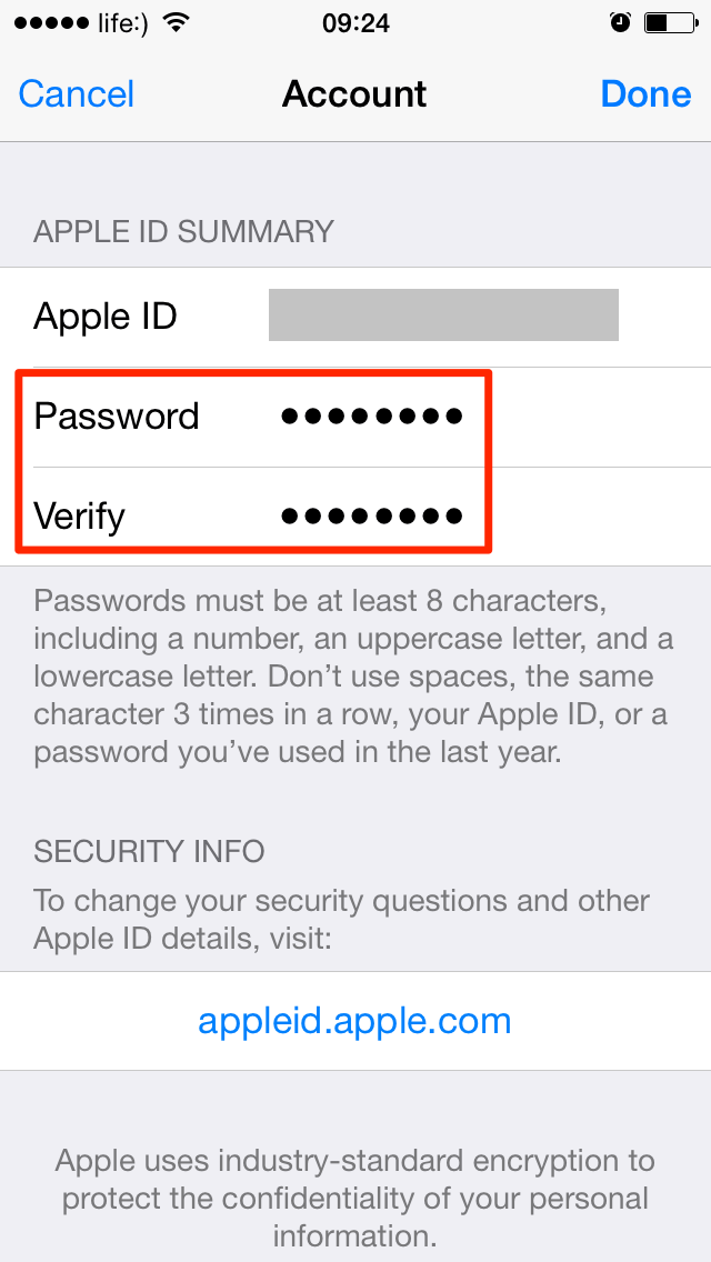 Как поменять пароль эпл айди