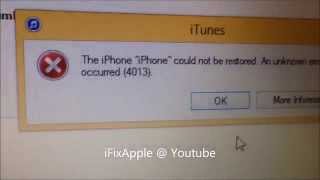 Fix iphone 5 5S 6 7 8 X 4013 error on itunes
