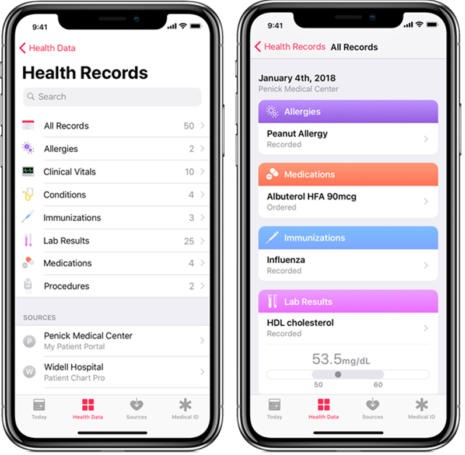 Health Records в iOS 11.3