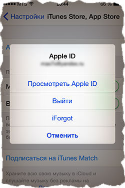 Прописать Apple ID для магазина AppStore