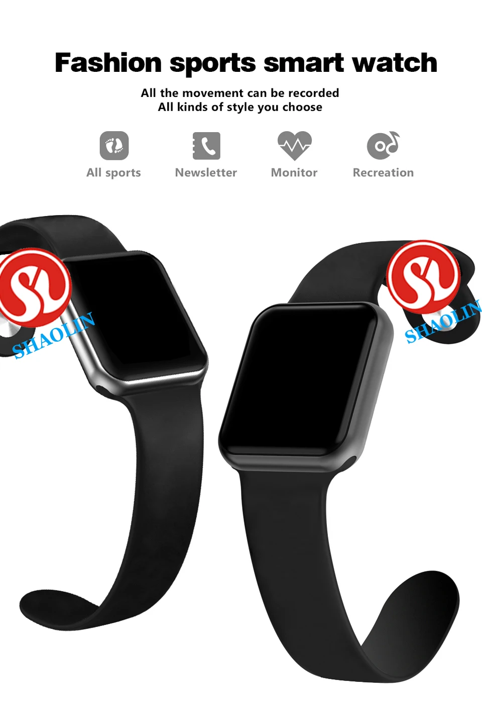 SHAOLIN Bluetooth Smart Watch Heart Rate Monitor Smartwatch Wearable Devices for apple watch iPhone IOS and Android Smartphones-01