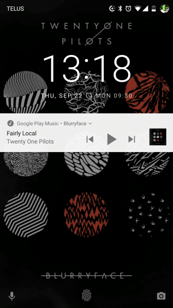 Музыка на заблокированном экране Android 7.0 Nougat
