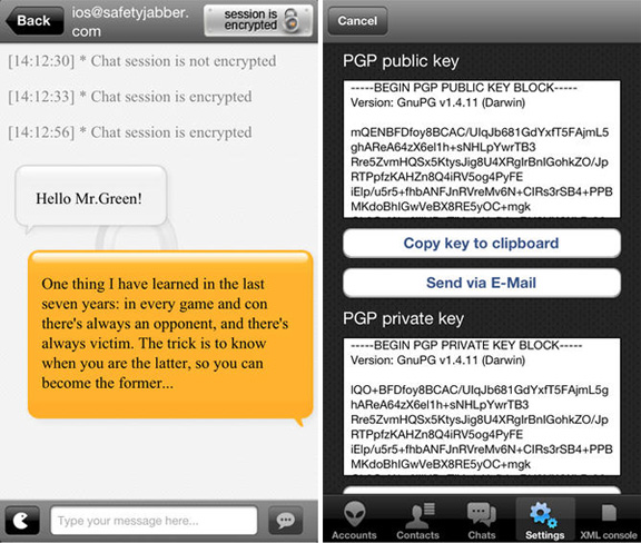 Под iOS выпущен Jabber клиент, способный шифровать переписку на iPhone и iPad